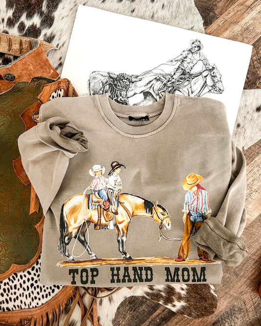Top Hand Mom Sweatshirt (mocha )