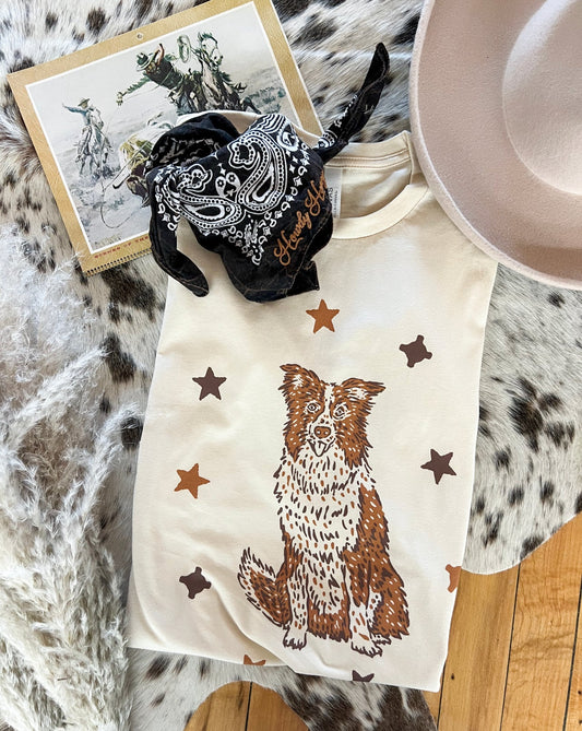 Border Collie Tee or Sweatshirt(Adult) (Cream)