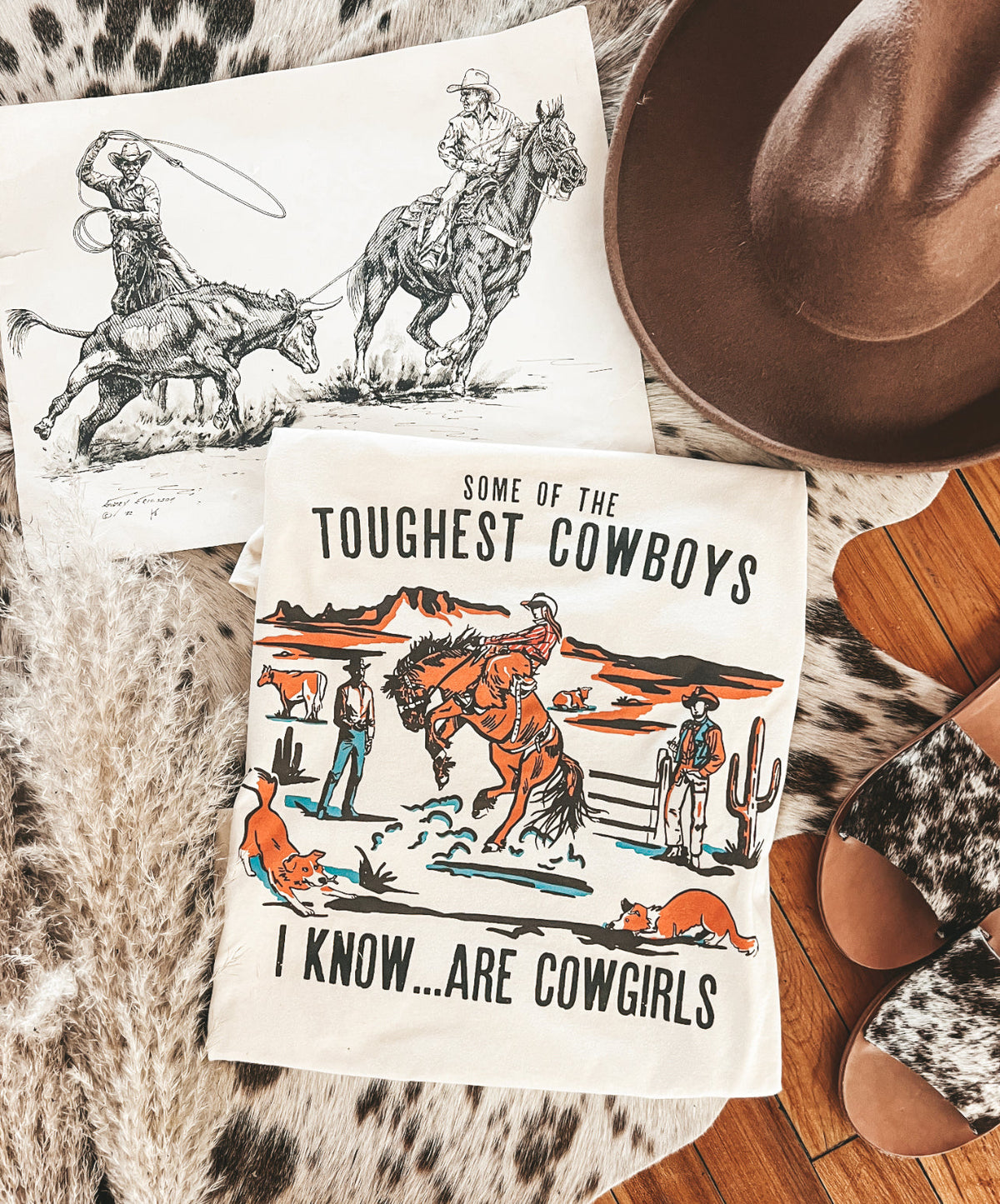 Toughest Cowgirl Tee or Sweatshirt(Adult)(Cream)