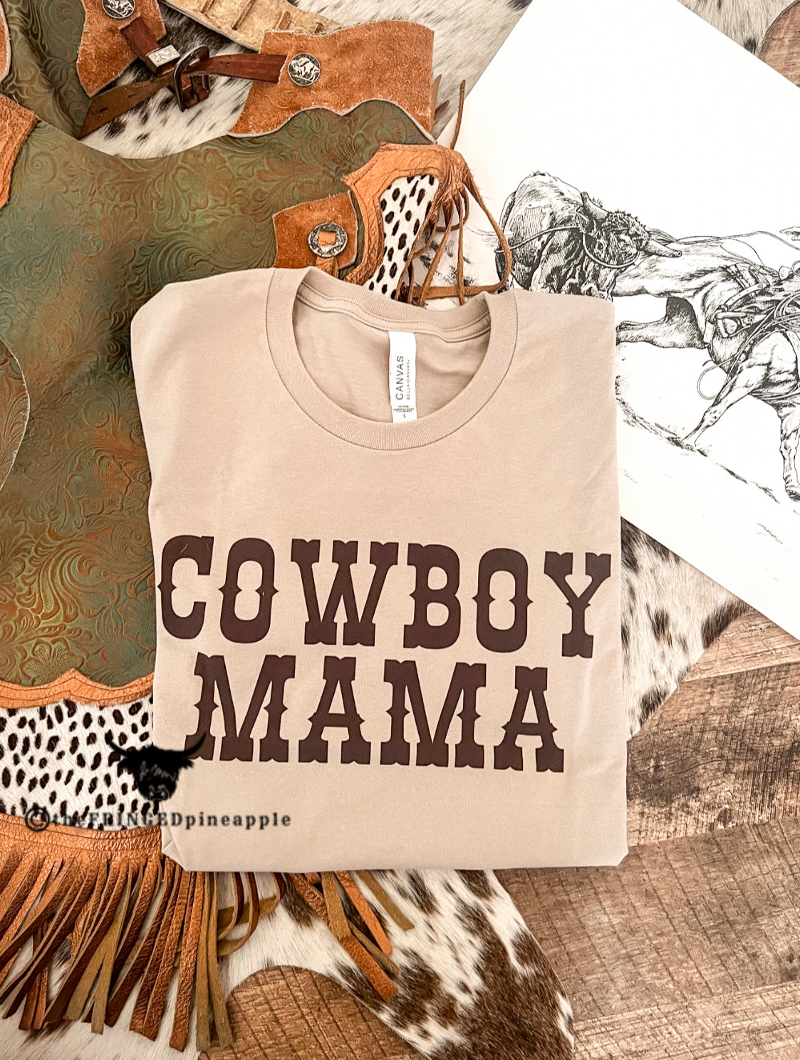 Cowboy Mama Tee (Sand) (Adult)