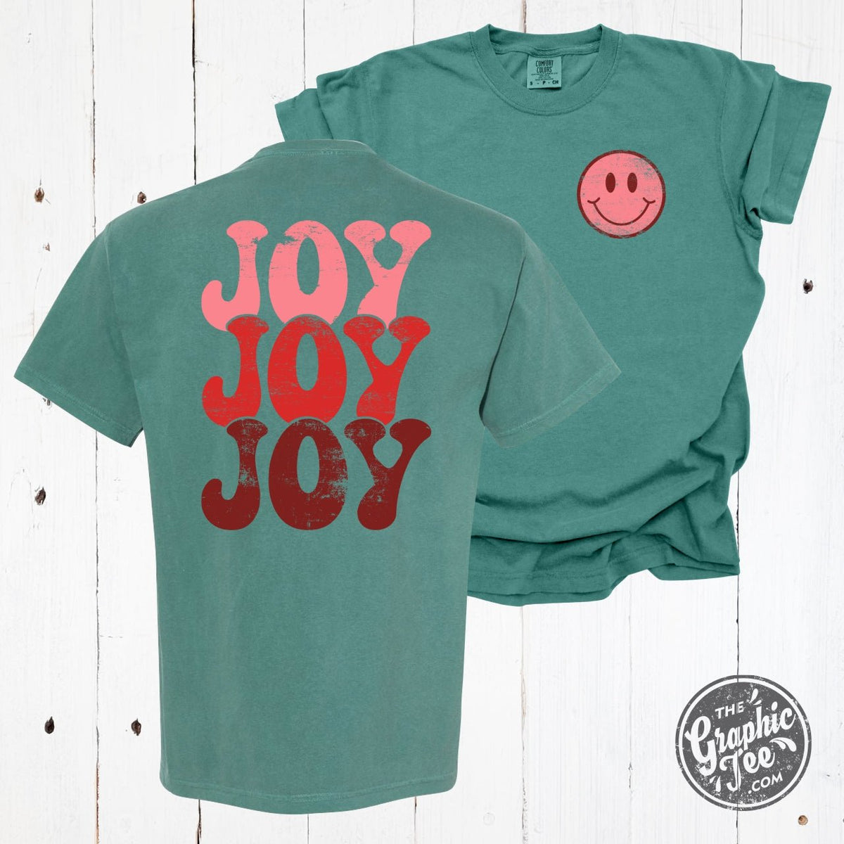 Joy Joy Joy Comfort Colors Emerald Short Sleeve Unisex Tee