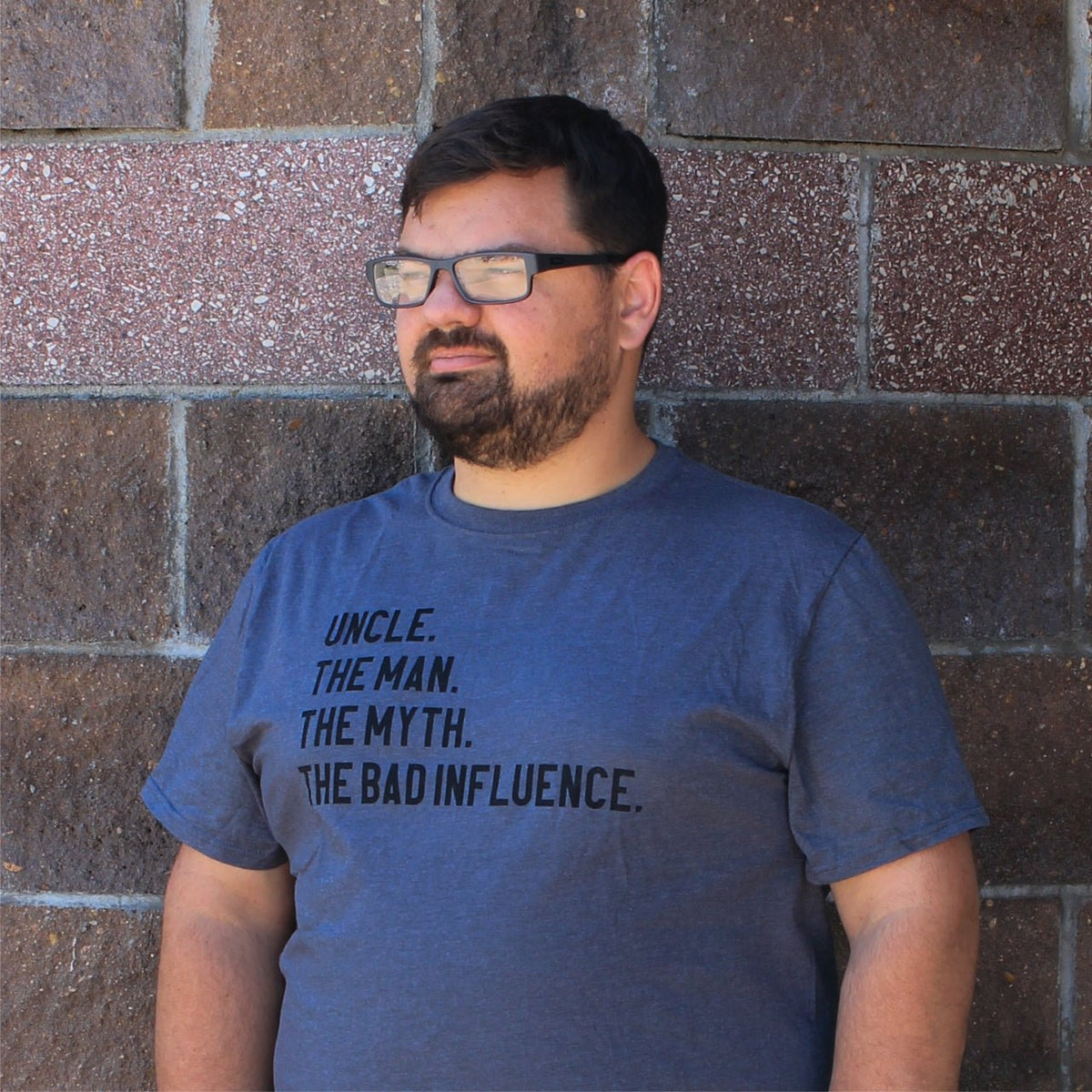 Uncle. The Man. The Myth. The Bad Influence. Gray Unisex Short Sleeve Tee