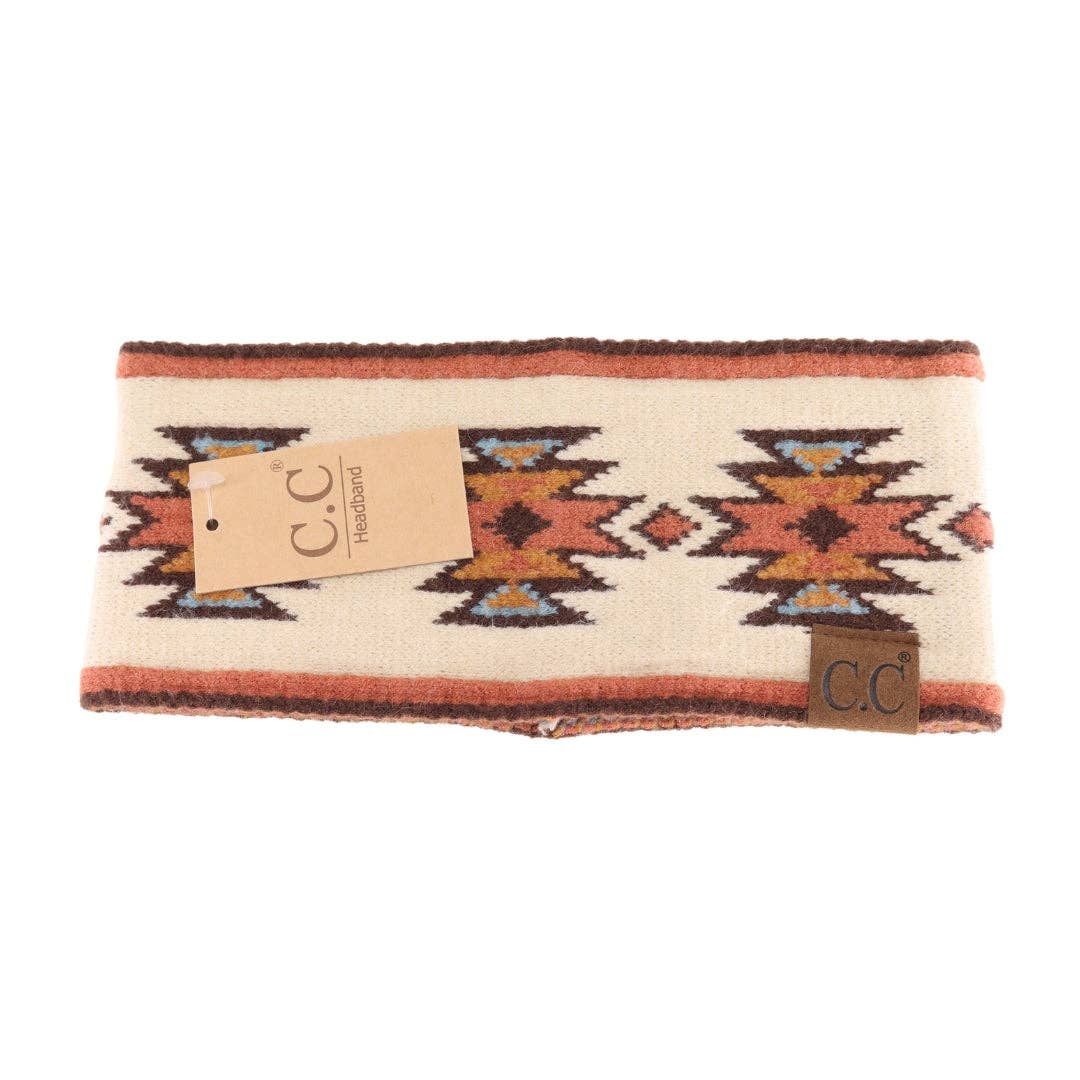Southwestern Pattern Head Wrap: Beige