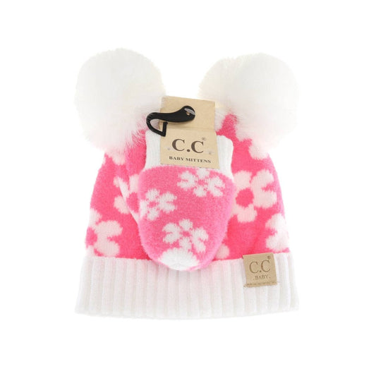 BABY Daisy C.C Pom Pom Beanie and Glove Set BBSEE0063: New Candy Pink