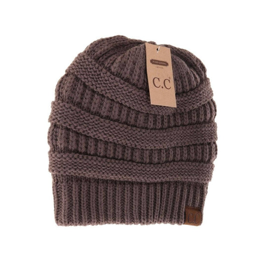 Classic Fuzzy Lined CC Beanie HAT25: Earth Grey