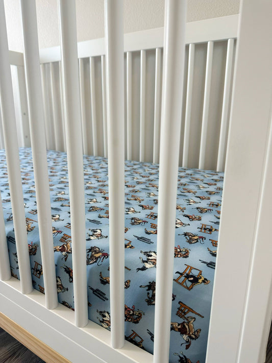 Bamboo Blue Jean Buckaroo Crib Sheet