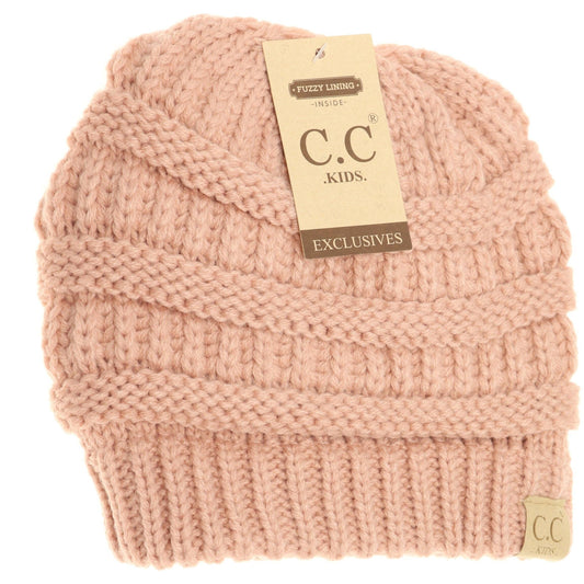 Kids Solid Fuzzy Lined CC Beanie KIDS25: Indie Pink