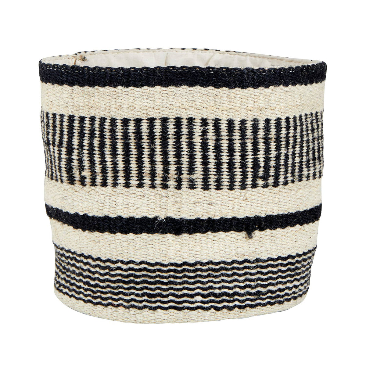 Jute Bag/Basket - Black And Ivory