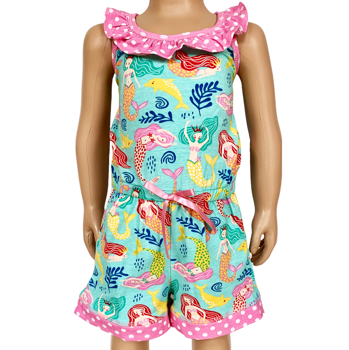 Girls Mermaid Shorts Jumpsuit Summer Beach Romper