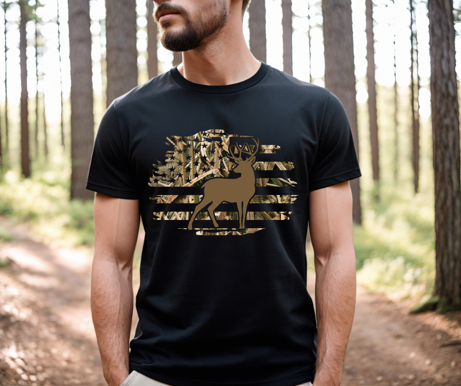 Camo Deer/Flag mens/youth shirt