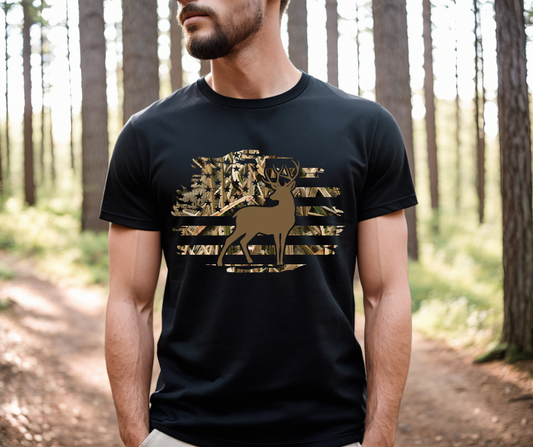 Camo Deer/Flag mens/youth shirt
