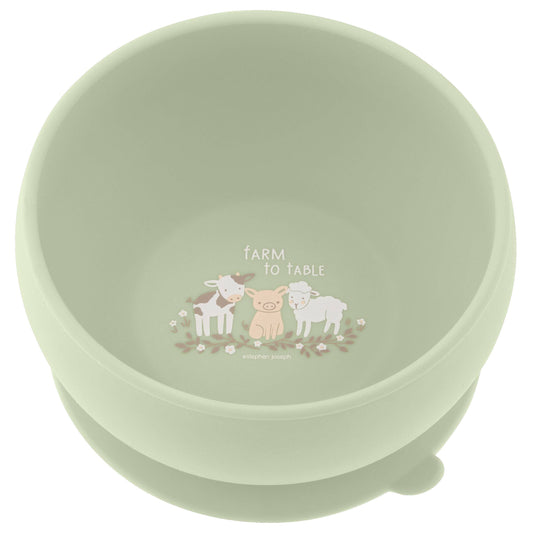Suction Cup Silicone Bowl: Farm