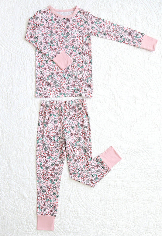 Candy Cane - Kids Bamboo Long Sleeve Lounge
