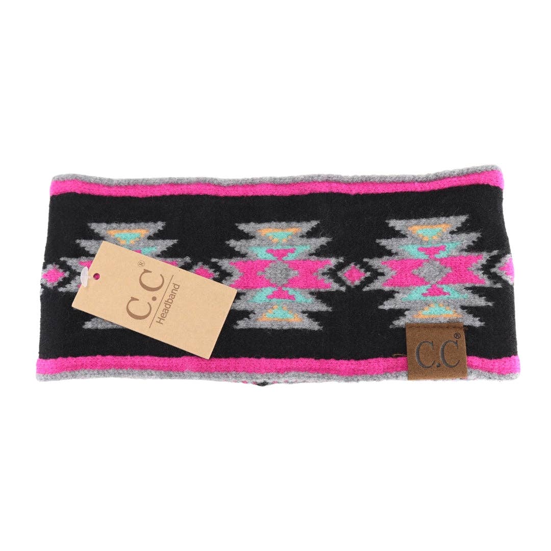Southwestern Pattern Head Wrap Black Multi