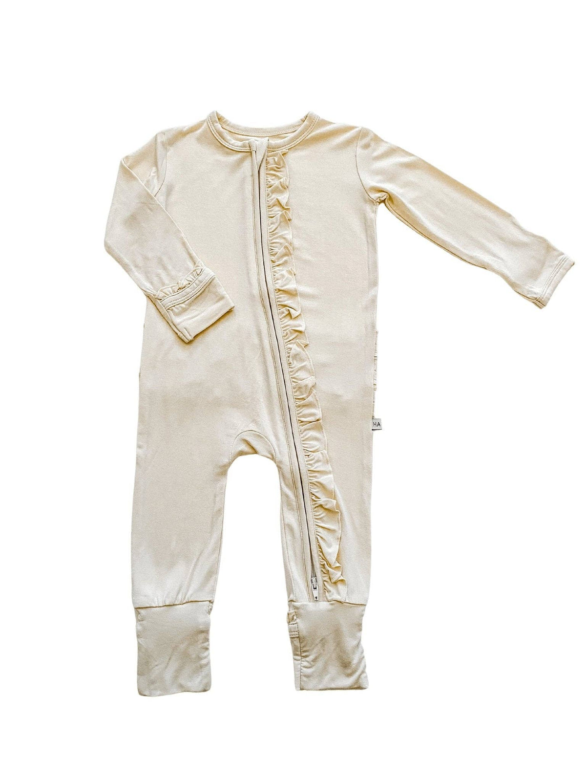 Ruffle Zipper One Piece - Cream