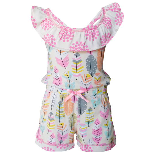 Little Girls Shorts Jumpsuit Feather Summer Romper sz 4/5T