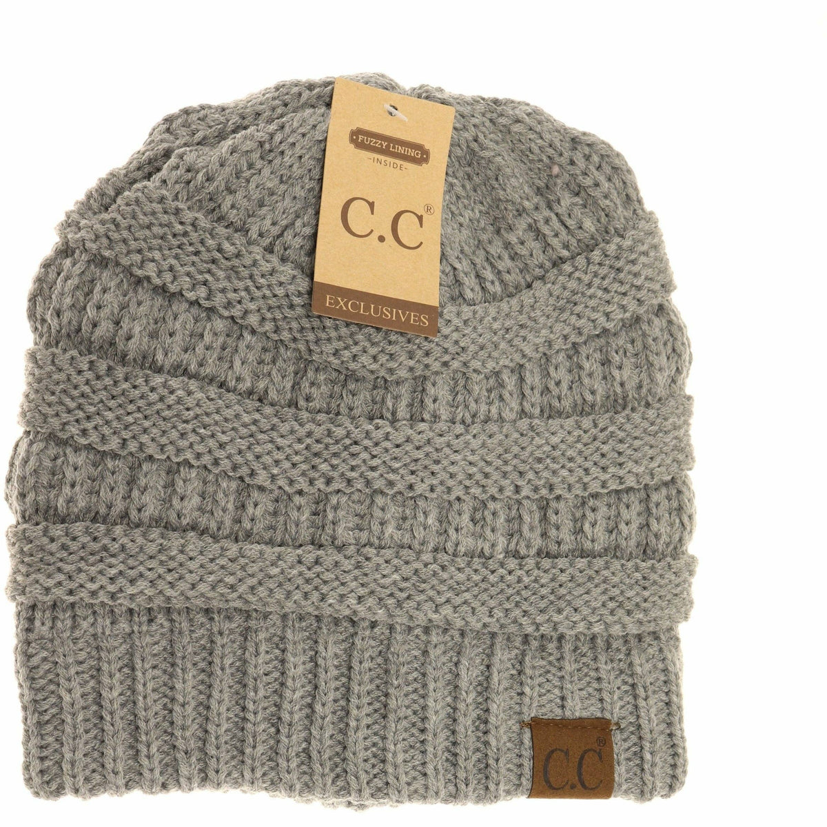 Classic Fuzzy Lined CC Beanie HAT25: Light Grey