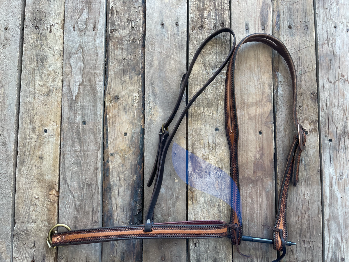 Two-Tone Split Ear Headstall/Nose Band Set