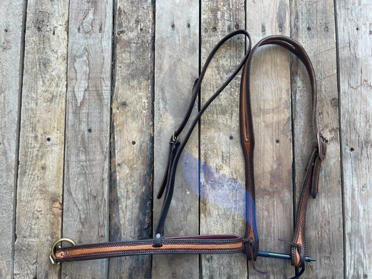 Two-Tone Split Ear Headstall/Nose Band Set