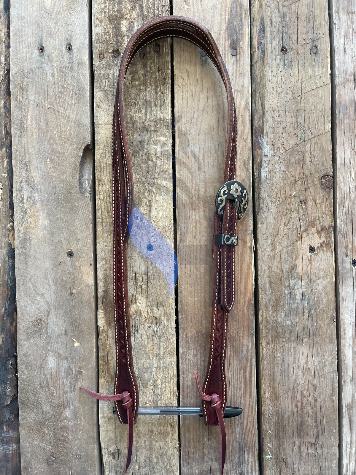 Split Ear Headstall - Red Leather Featured Buckle