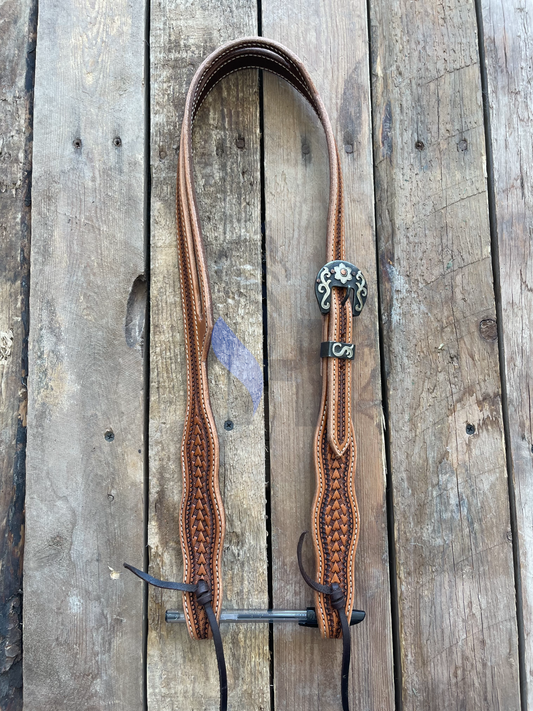 Split Ear Headstall - Light Brown Featured Buckle