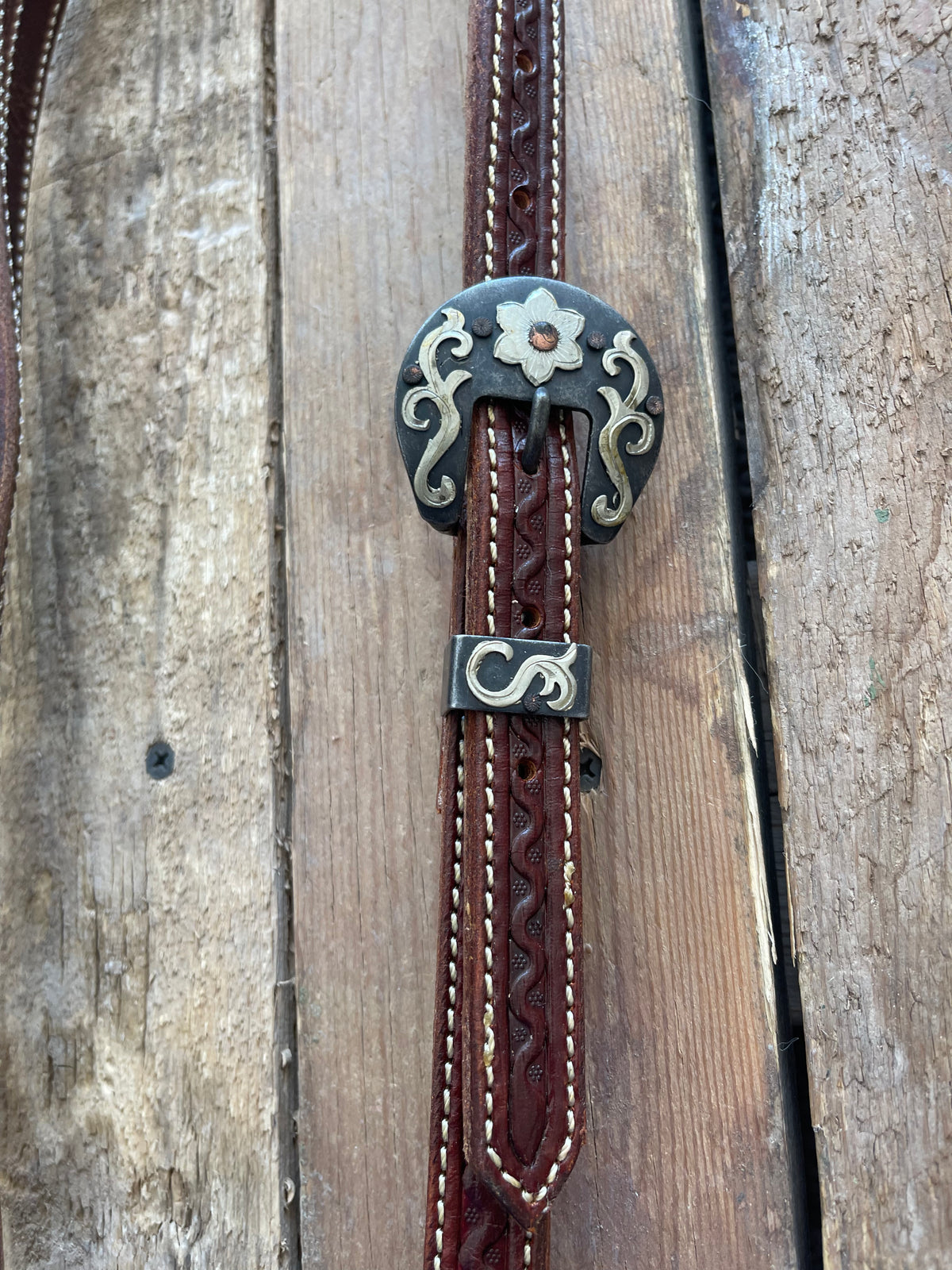 Split Ear Headstall - Red Leather Featured Buckle